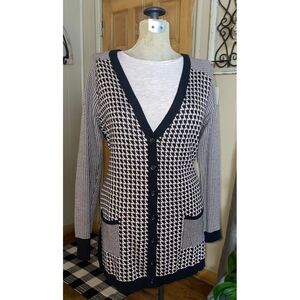 Styled By Joe Zee V-Neck‎ Houndstooth Button Cardigan Size | M